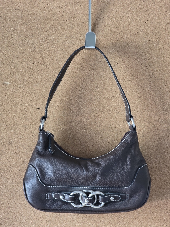 Wilsons Leather Handbags - Vintage Wilsons Leather Y2K Brown Pebbled Mini Baguette Shoulder Bag O-Ring